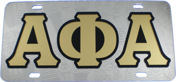 Alpha Phi Alpha Sphinx Head Symbol Satin Background Tag License Plate [Silver]
