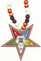 Eastern Star Wood Bead Tiki Crest Decal Medallion [Brown]