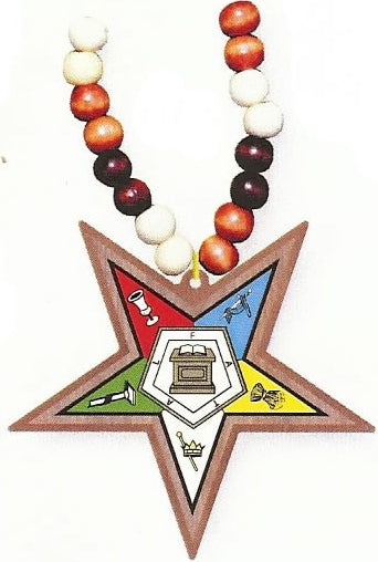 Eastern Star Wood Bead Tiki Crest Decal Medallion [Brown]