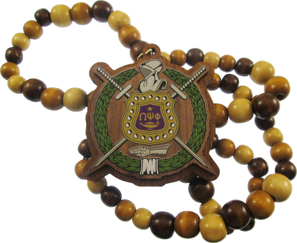 Omega Psi Phi Wood Bead Tiki Crest Decal Medallion [Brown]