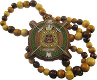 Omega Psi Phi Wood Bead Tiki Crest Decal Medallion [Brown]