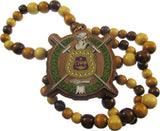 Omega Psi Phi Wood Bead Tiki Crest Decal Medallion [Brown]