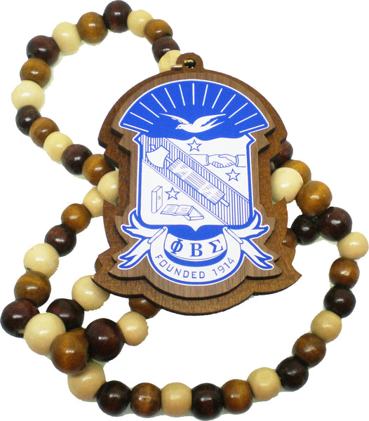 Phi Beta Sigma Wood Bead Tiki Crest Decal Medallion [Brown]