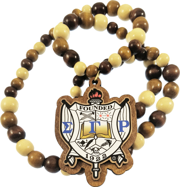 Sigma Gamma Rho Wood Bead Tiki Crest Decal Medallion [Brown]