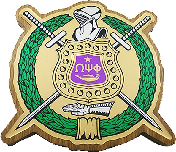 Omega Psi Phi Domed Crest Wood Plaque [Brown]