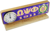 Omega Psi Phi Wood Desk Top Clock [Brown]