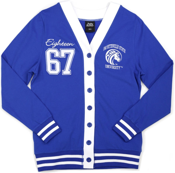 Big Boy Fayetteville State Broncos S10 Womens Cardigan [Royal Blue]