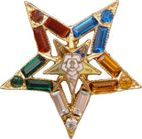 Eastern Star Symbol Jeweled Cut-Out Lapel Pin [Gold]
