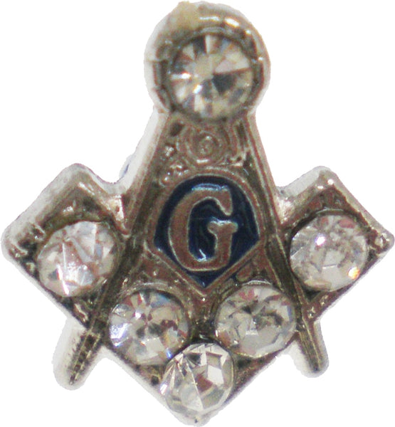 Mason Blue House Sterling Silver Rhinestones Small Lapel Pin [Silver]