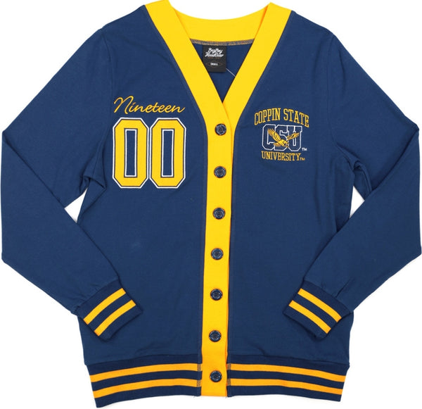 Big Boy Coppin State Eagles S10 Womens Cardigan [Navy Blue]