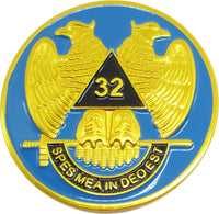 Scottish Rite 32nd Degree Wings Down Round Car Emblem [Blue]