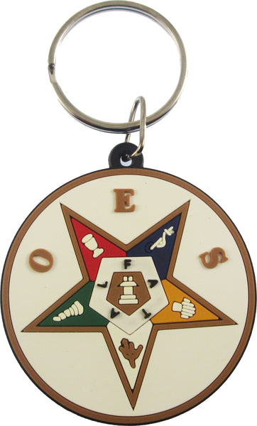 Eastern Star Split Ring Rubber Key Chain [White]