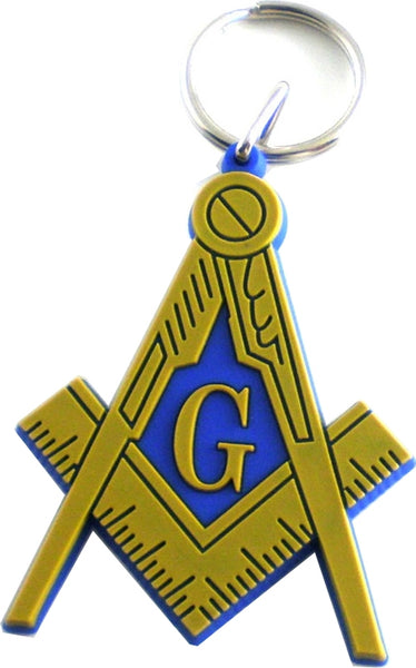 Mason Blue House Split Ring Rubber Key Chain [Gold]