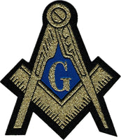 Mason Symbol Thin Woven Label Iron-On Patch [Gold]