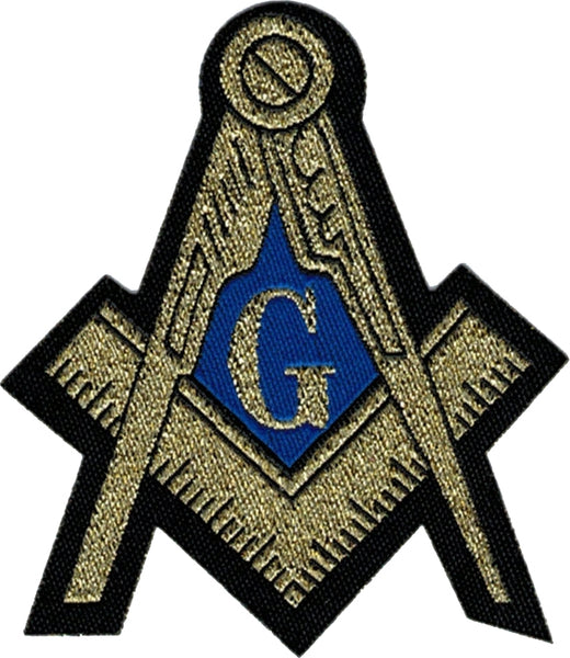 Mason Symbol Thin Woven Label Iron-On Patch [Gold]