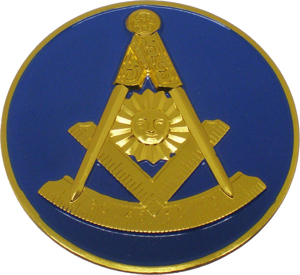 Mason Past Master Symbol Round Car Emblem [Blue]