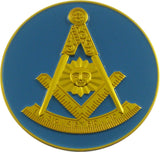 Mason Past Master Symbol Round Car Emblem [Blue]