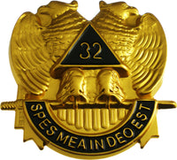 Scottish Rite 32nd Degree Wings Down Die Cut Car Emblem [Gold]