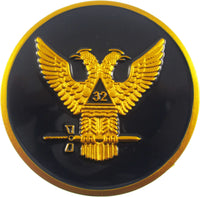 Scottish Rite 32nd Degree Wings Up Round Car Emblem [Dark Blue]