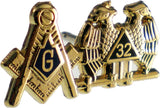 Mason + Scottish Rite 32nd Degree Double Duty Lapel Pin [Gold]
