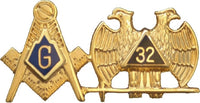 Mason + Scottish Rite 32nd Degree Double Duty Lapel Pin [Gold]