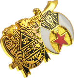 Scottish Rite 32nd Degree + Shriner Double Duty Lapel Pin [Gold]