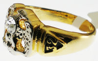 Scottish Rite 32nd Degree Wings Down Rhinestone Mens Ring [Gold]