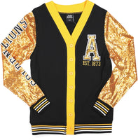 Big Boy Arkansas At Pine Bluff Golden Lions S9 Womens Cardigan [Black]