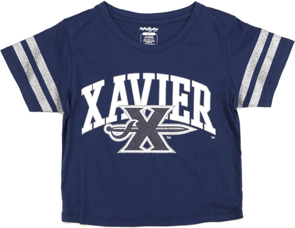 Big Boy Xavier Musketeers S4 Foil Cropped Womens Tee [Navy Blue]