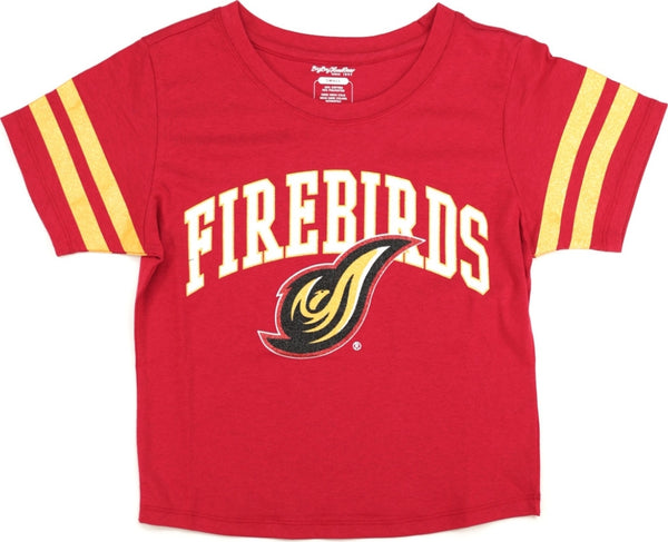Big Boy District Of Columbia Firebirds S4 Foil Cropped Womens Tee [Crimson Red]