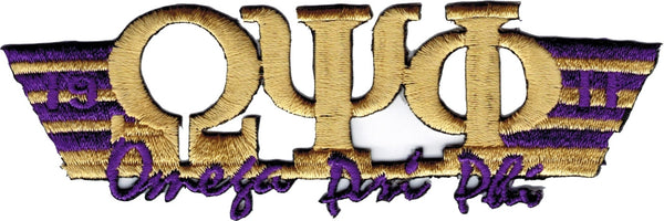 Omega Psi Phi 2-Tone 3-N-1 Wing Design Iron-On Patch [Gold]