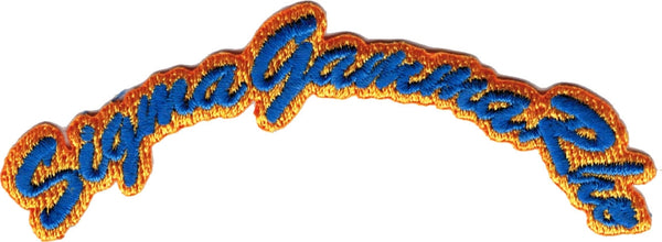 Sigma Gamma Rho Script Mini Rocker Iron-On Patch [Blue]