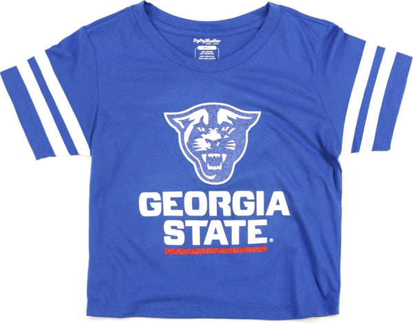Big Boy Georgia State Panthers S4 Foil Cropped Womens Tee [Royal Blue]