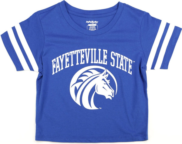 Big Boy Fayetteville State Broncos S4 Cropped Womens Tee [Royal Blue]