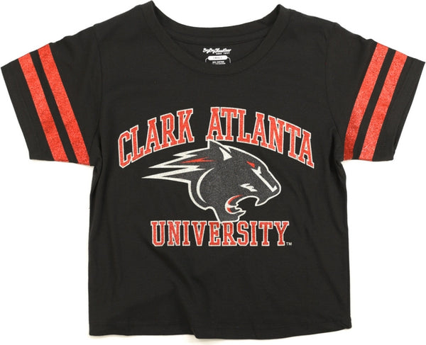 Big Boy Clark Atlanta Panthers S4 Cropped Womens Tee [Black]