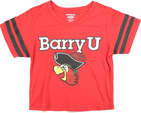 Big Boy Barry Buccaneers S4 Foil Cropped Womens Tee [Red]