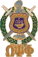 Omega Psi Phi Escutcheon Shield Drop Letter Flat Craft Medallion [Gold]