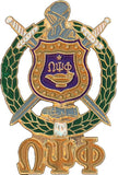 Omega Psi Phi Escutcheon Shield Drop Letter Flat Craft Medallion [Gold]
