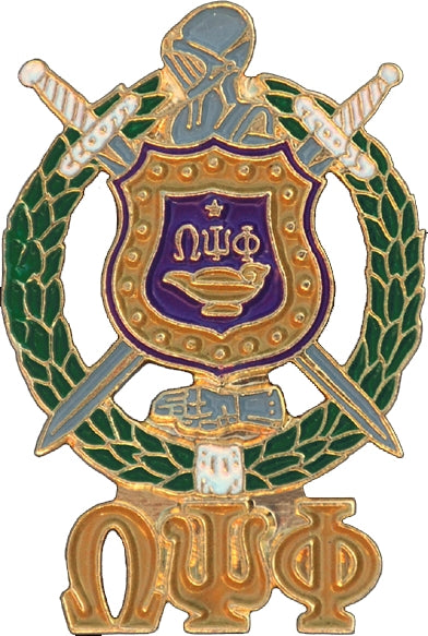 Omega Psi Phi Escutcheon Shield Drop Letter Flat Craft Medallion [Gold]