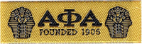 Alpha Phi Alpha Founded 1906 Thin Woven Label Iron-On Patch [Gold - 2.5" x 0.75" - Pack of 12]
