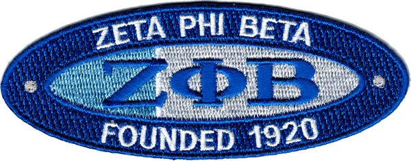Zeta Phi Beta Founded 1920 Oval Iron-On Patch [Blue]