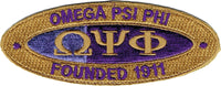 Omega Psi Phi Founded 1911 Oval Iron-On Patch [Gold]