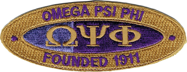 Omega Psi Phi Founded 1911 Oval Iron-On Patch [Gold]
