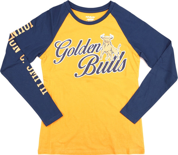 Big Boy Johnson C. Smith Golden Bulls S4 Womens Long Sleeve Tee [Navy Blue]