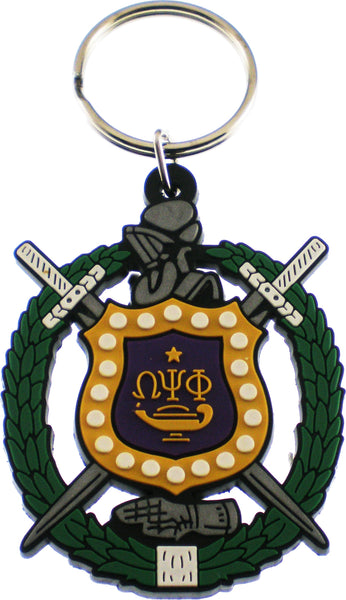 Omega Psi Phi PVC Shield Key Chain [Green]