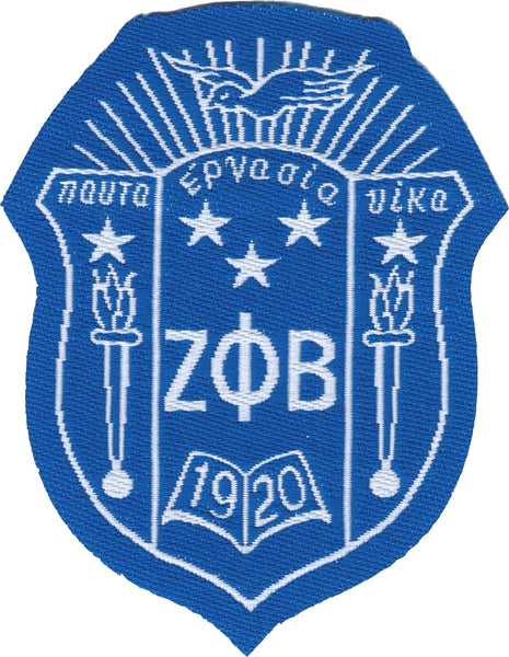 Zeta Phi Beta Crest Thin Woven Label Iron-On Patch [Blue]