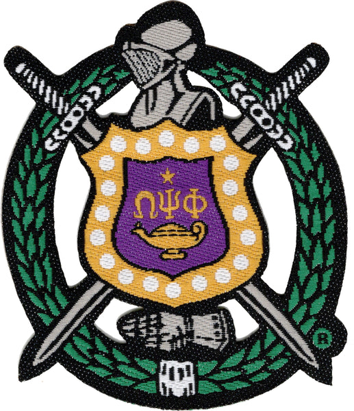 Omega Psi Phi Shield Thin Woven Label Iron-On Patch [Green]