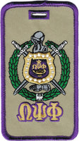 Omega Psi Phi Escutcheon Shield Twill Luggage Tag [Khaki]