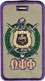 Omega Psi Phi Escutcheon Shield Twill Luggage Tag [Khaki]