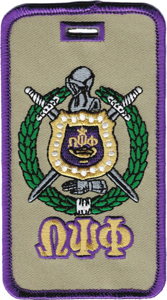 Omega Psi Phi Escutcheon Shield Twill Luggage Tag [Khaki]